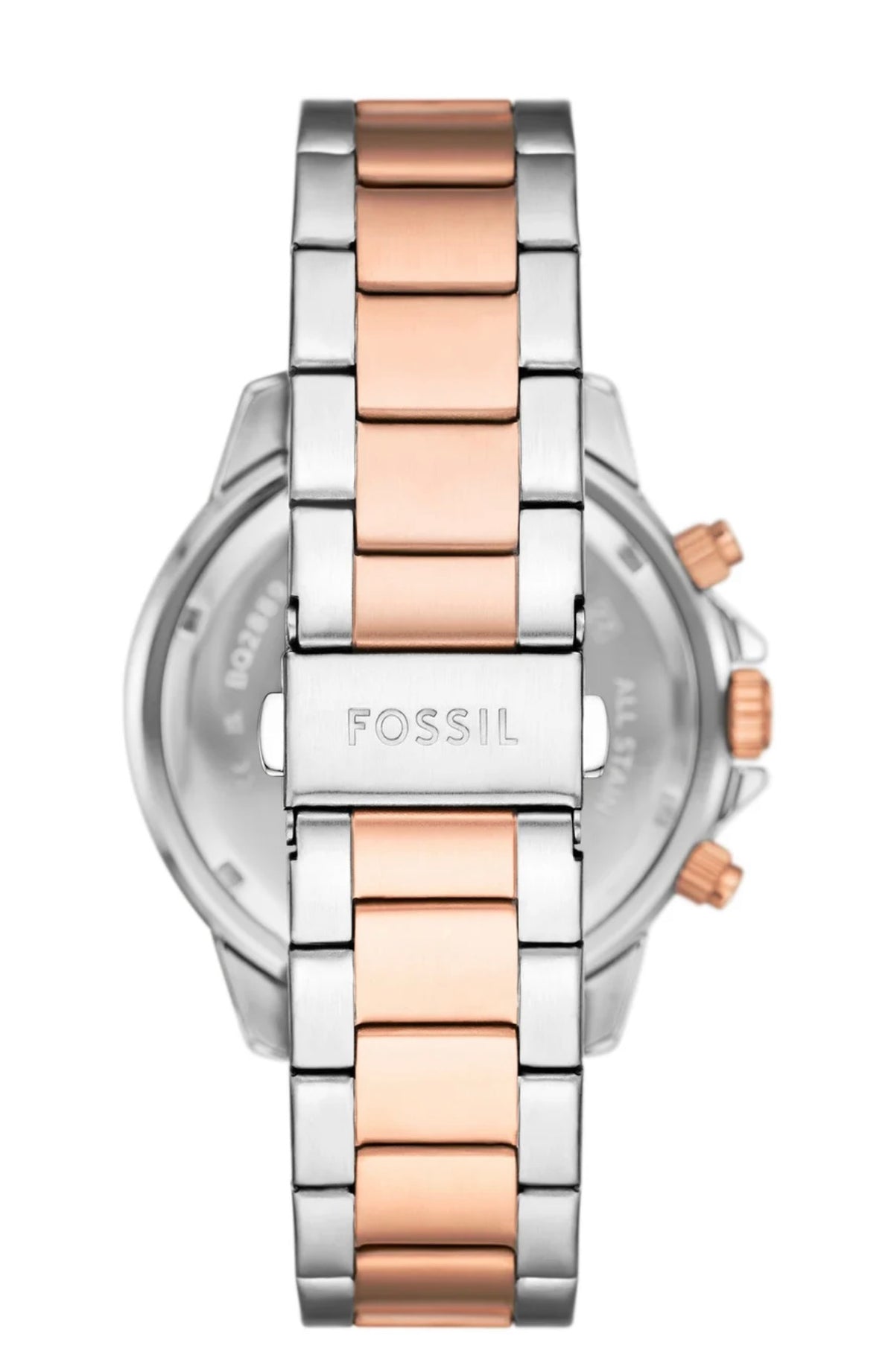 Fossil two-tone brown dial men's watch bracelet and caseback