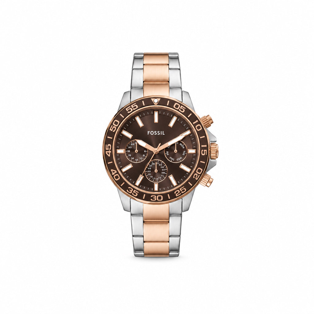 Fossil two-tone brown dial men's watch front view