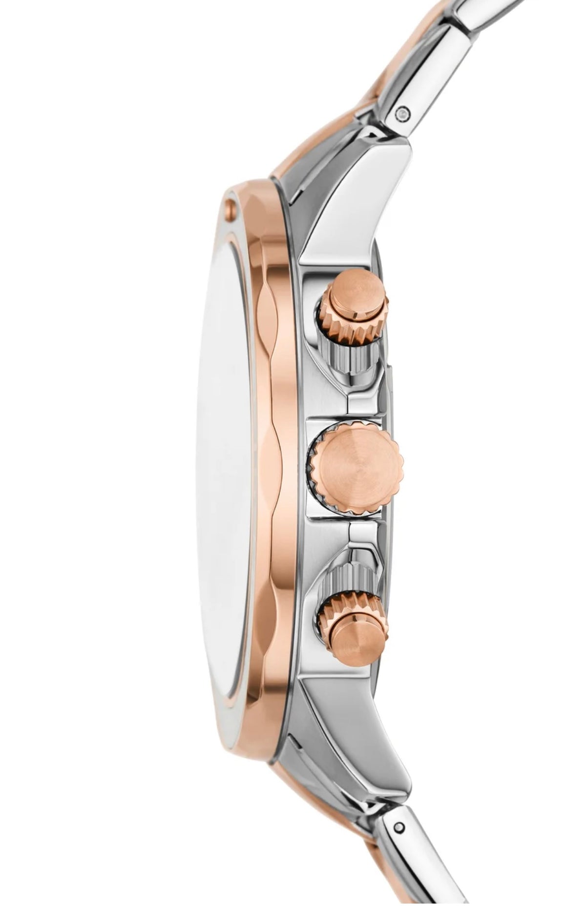 Fossil two-tone brown dial men's watch side view