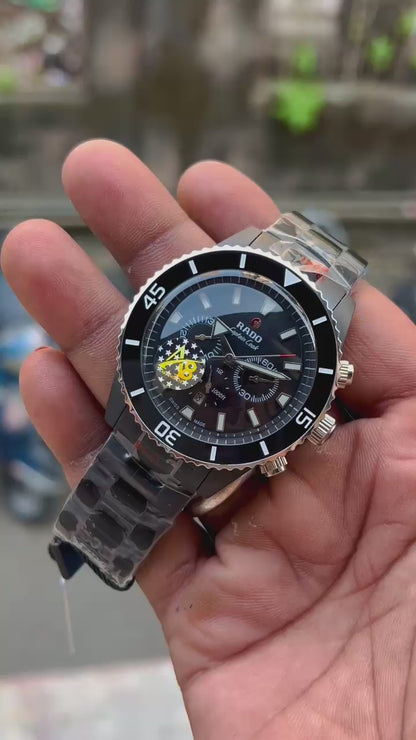 RADO CAPTAIN COOK JAPAN AUTOMATIC HIGH PREMIUM QUALITY FULL BLACK METAL BELT