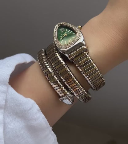 BVL TWO TONE GOLD SERPANTINE SPIRAL WATCH